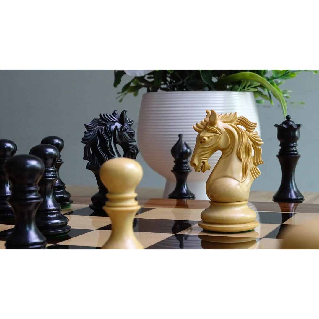 Luxury Ebony Wood & Boxwood Chess Pieces - The Leo Series, 4.4" King – Chessetup Store offers the finest handcrafted chess pieces.