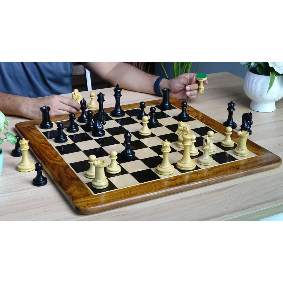 Luxury 4.4" Imperial Chess Pieces - Ebony & Boxwood Staunton Set, Triple Weighted – Available only at Chessetup Store, the best destination for quality chess sets.