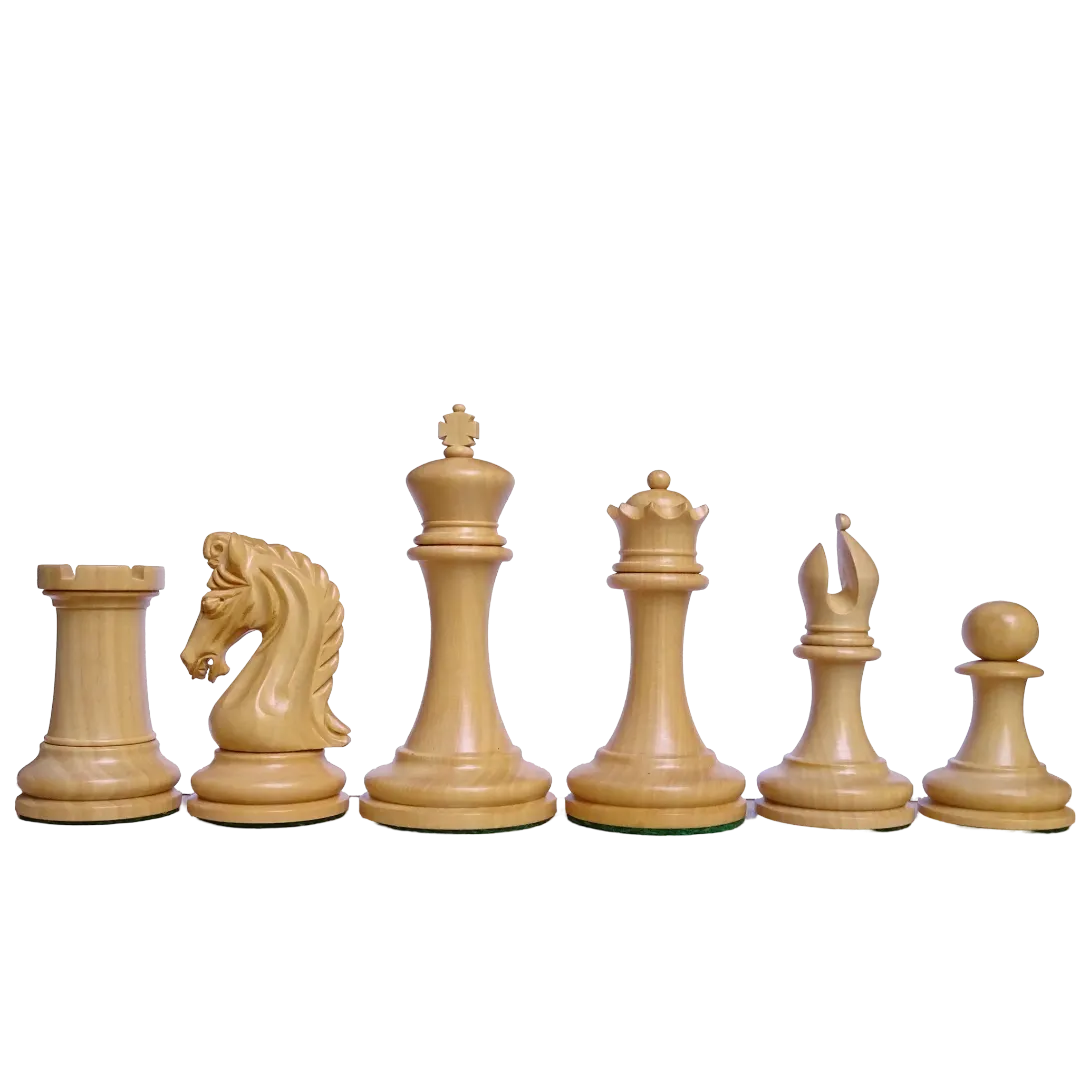 4.4-inch King Triple Weighted Chess Pieces - Imperial Staunton Set in Padauk & Boxwood – Exclusive craftsmanship from Chessetup Store.