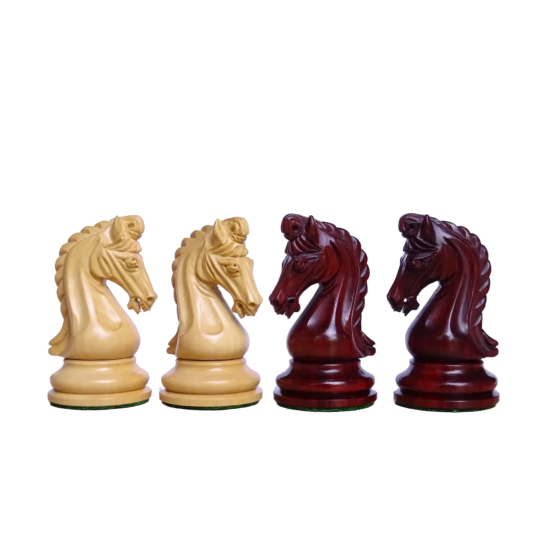 Premium Staunton Chess Set - 4.4" King Triple Weighted in Padauk & Boxwood – High-end tournament chess pieces at Chessetup Store.