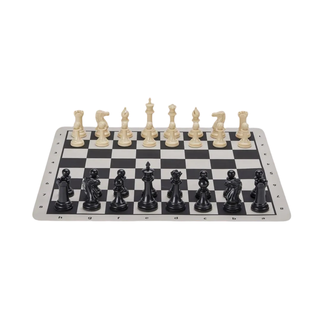 Black Tournament Chess Set - Folding Board With Storage Bag | Chessetup Store – A high-quality travel-friendly chess set for clubs and competitions.