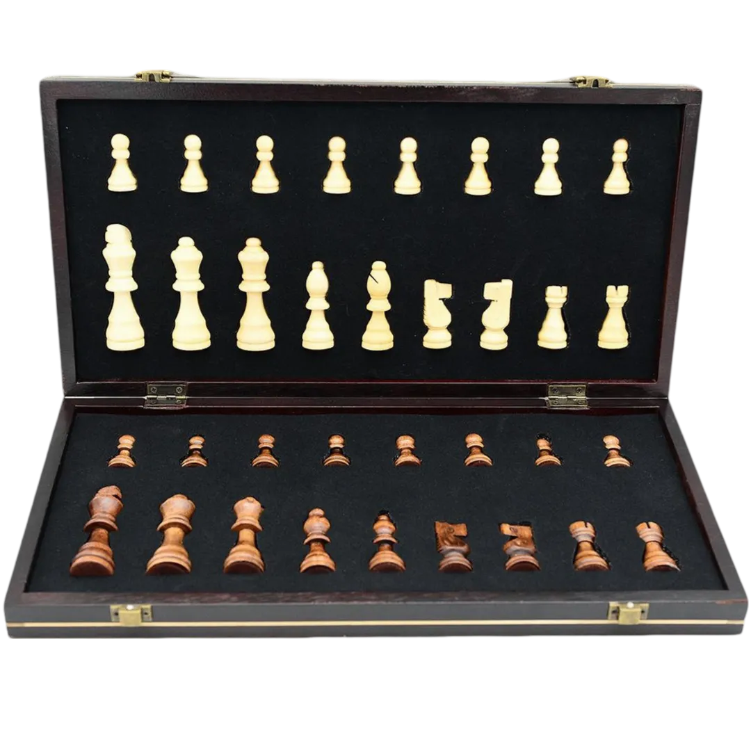 Luxury 12-inch Wooden Chess Set - The Bronze Knight Folding Board | Chessetup Store – A beautifully crafted wooden chess set, perfect for home or travel.