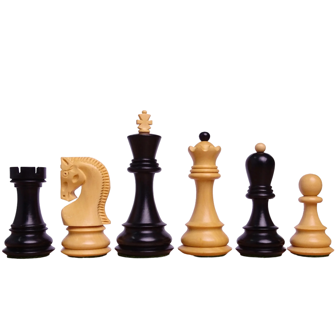 1959 World Chess Championship Russian Zagreb Chess Pieces in Ebonized & Natural Boxwood - 3.8" King | Chessetup Store – A timeless Staunton chess set for serious players.