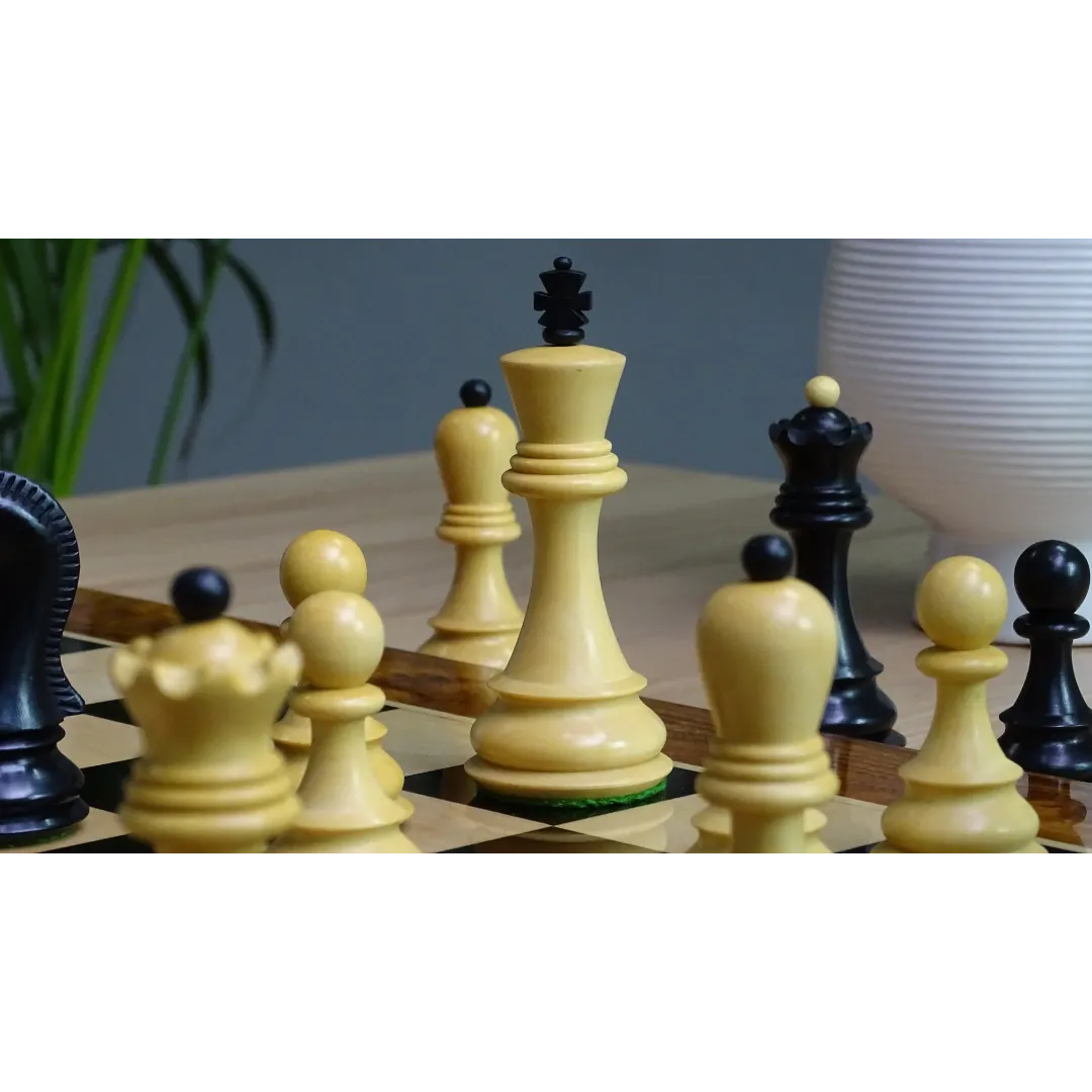 3.8" King Triple Weighted Zagreb Chess Pieces - Ebonized & Natural Boxwood – The best chess set for enthusiasts at Chessetup Store.