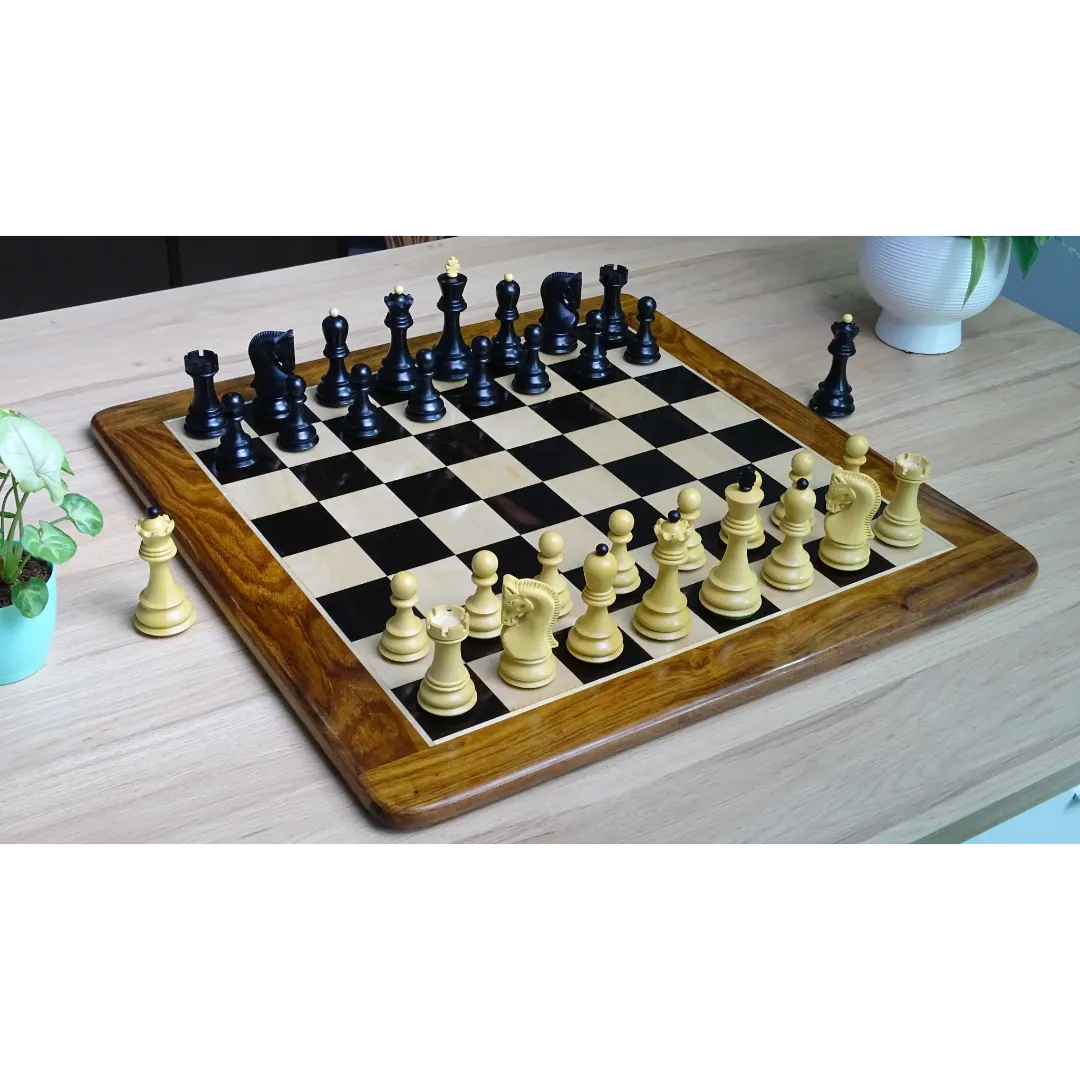 Luxury 1959 Russian Zagreb Chess Pieces - 3.8" King, Ebonized & Natural Boxwood – Play like a champion with Chessetup Store.