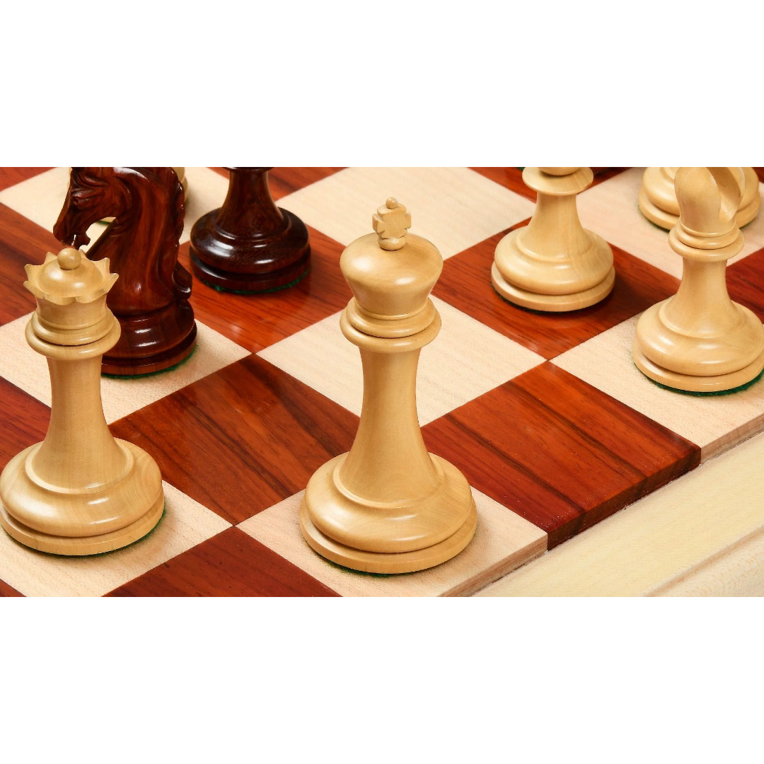 3.75" Staunton Chess Pieces Set - The Imperial Collector Series Triple Weighted Bud Rose Wood & Box Wood – Elevate your game with Chessetup Store.