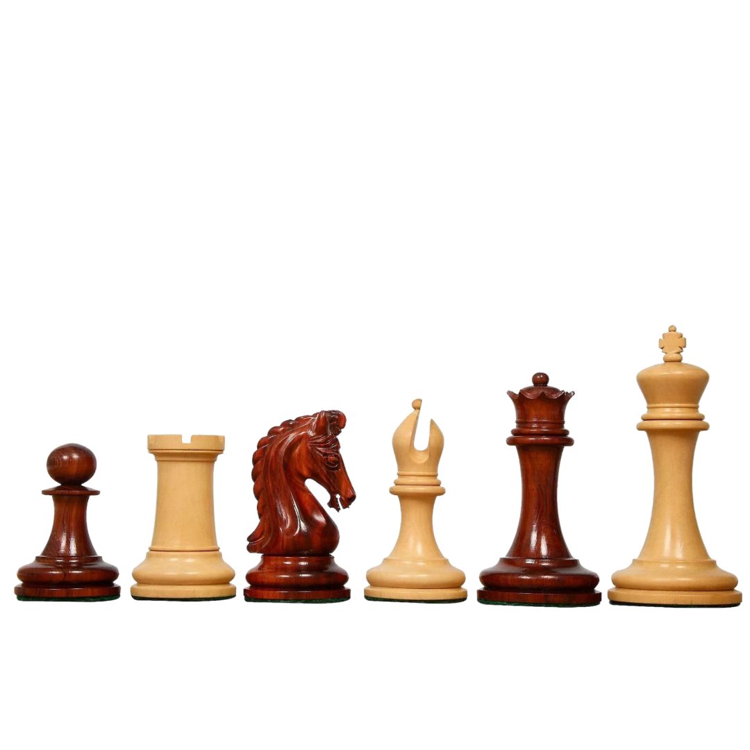 3.75" King - The Imperial Collector Series Chess Pieces in Bud Rose Wood & Box Wood | Chessetup Store – A luxurious handcrafted Staunton set.