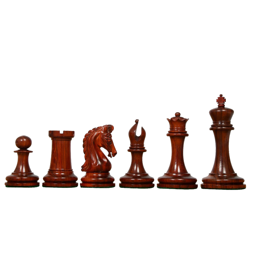 The Imperial Collector Series Chess Pieces - 3.75" King, Bud Rose Wood & Box Wood – Exclusive craftsmanship at Chessetup Store.